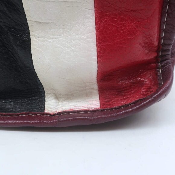 Balenciaga Bazar S Shopper Tote Red/Multi Striped Leather Crossbody Bag - Picture 6 of 15
